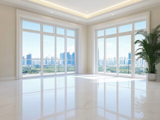 Fototapeta premium Spacious light living room of apartment 