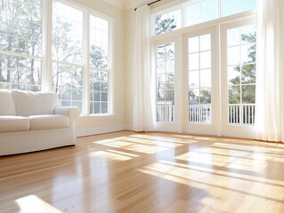 Spacious living room interior with furniture 