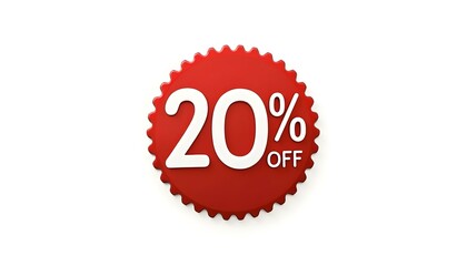 20% off twenty percent red sticker badge isolated on a white background
