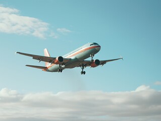Obraz premium Airplane taking off from the airport. Passenger plane fly up over take-off runway from airport.