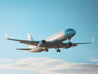Fototapeta premium Airplane taking off from the airport. Passenger plane fly up over take-off runway from airport.