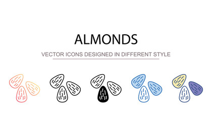 Almonds icon design with white background stock illustration