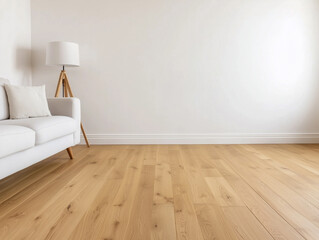 Spacious living room with sofa and lamp