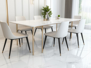Fototapeta premium Spacious luxury living room with table and chairs 