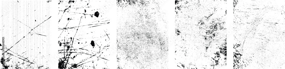 Poster Grunge textures set. Collection of vector overlay, distress, textures .Simply Place texture over any Object to Create grunge,splattered ,dirty effect .Various distressed texture for your design. 