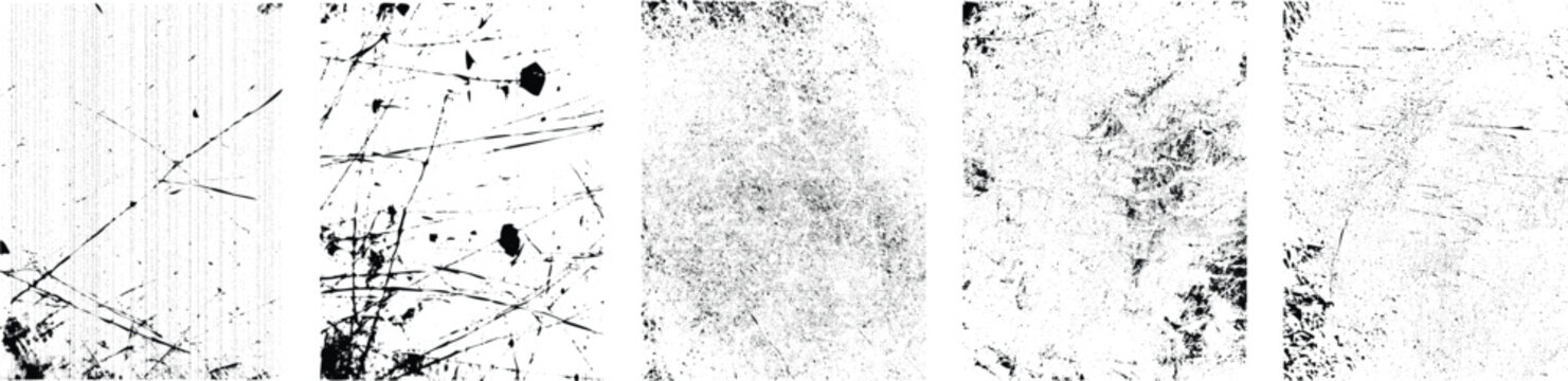 Grunge textures set. Collection of vector overlay, distress, textures .Simply Place texture over any Object to Create grunge,splattered ,dirty effect .Various distressed texture for your design. 