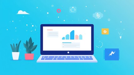 Vibrant Business Analytics Dashboard on Laptop