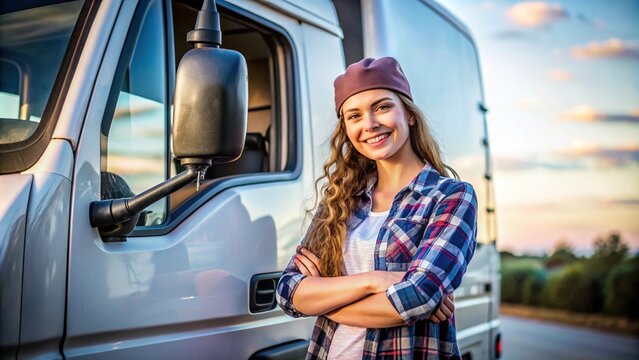 A young woman truck driver living an independent and adventurous lifestyle.