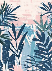 Abstract Tropical Leaves Painting