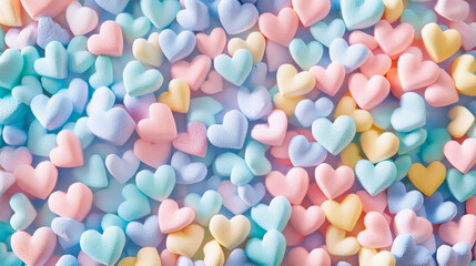 Heart shaped colored sugar sprinkles . Colored decoration for the cake.