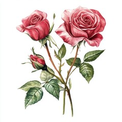 Elegant watercolor red rose illustration