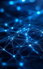 Abstract blue network connections on a dark background, digital communication concept.