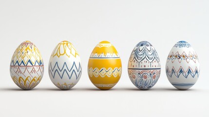 Fototapeta premium Beautifully Painted Easter Eggs in Vibrant Pastel Colors and Intricate Patterns