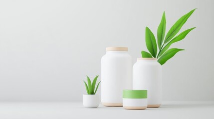 Minimal Ceramic Vase with Green Leaves   Natural Decor for Peaceful Ambiance