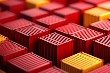 Colorful shipping containers stacked in a modern cargo facility.