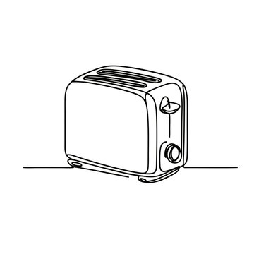 recommend clip art: Toaster. Icon. Vector drawing. One line art. A simple drawing of a continuous line of a kitchen electric appliance.