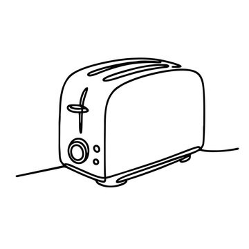 recommend clip art: Toaster. Icon. Vector drawing. One line art. A simple drawing of a continuous line of a kitchen electric appliance.