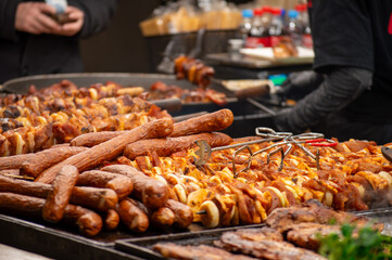 Tasty food on Christmas market in Krakow, Poland
