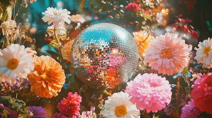 Disco ball in flowers