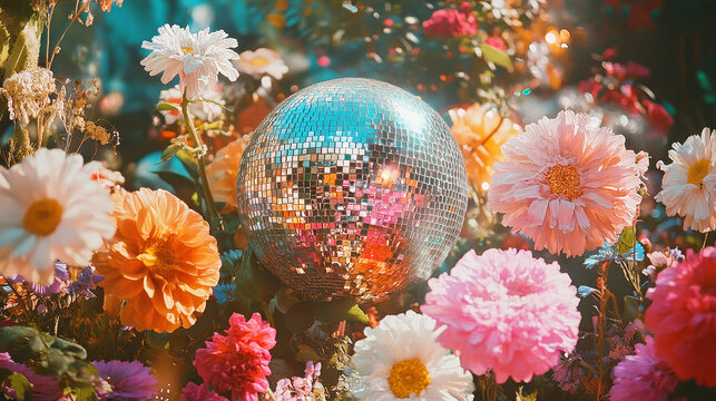 Disco ball in flowers
