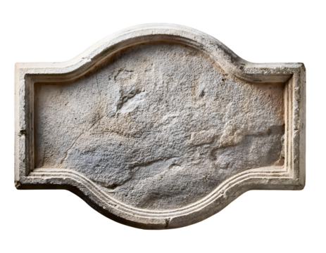 Close up of old stone sign plate. Transparent background.