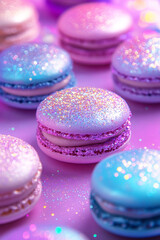 Fototapeta premium colorful glitter macaroons on purple background