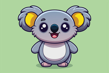 Obraz premium A cheerful koala character stands with a big smile in a bright, colorful setting, Cute koala cartoon vector