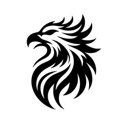 Vector logo of phoenix head in tribal theme. Can be used to emblem for jacket, pocket, flag, sticker, etc.