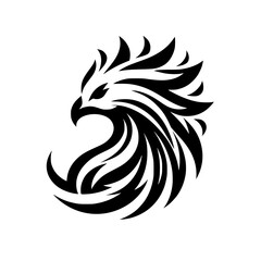 Vector logo of phoenix head in tribal theme. Can be used to emblem for jacket, pocket, flag, sticker, etc.