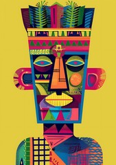 Fototapeta premium Abstract Tribal Art Illustration With Geometric Patterns