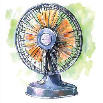 recommend clip art: Electric fan  watercolor clipart illustration isolated