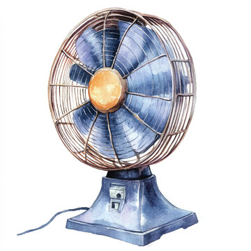 recommend clip art: Electric fan  watercolor clipart illustration isolated