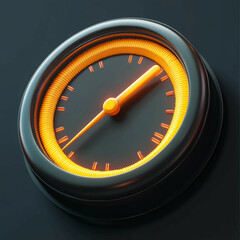 3D Gauge Icon: Measure Container Capacity Illustration Logo