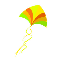 Flying kite isolated with colored pattern, ceremony hinduism graphic, pattern colorful, fly icon makar, kid toy design, vector illustration