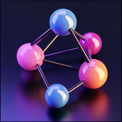 Fototapeta premium 3D Hub Icon: Centralized Network Connections Illustration Logo