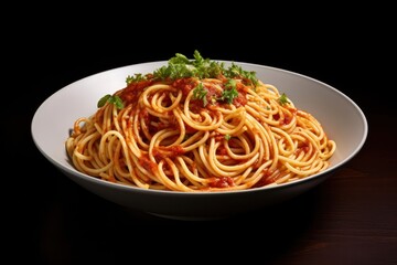 Spaghetti pasta plate food.