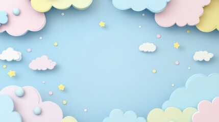 Whimsical Pastel Cloud Background with Copyspace