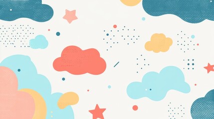 Whimsical Clouds and Stars Decorative Background