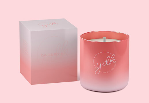 Candle with Box Mockup