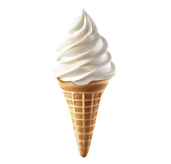 Delicious soft serve vanilla ice cream cone with a crisp waffle cone. Isolated 3D vector of creamy ice cream perfect for summer desserts, sweets, and food projects.