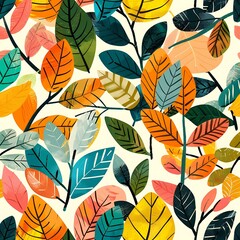 Fototapeta premium Colorful Abstract Autumn Leaves Pattern