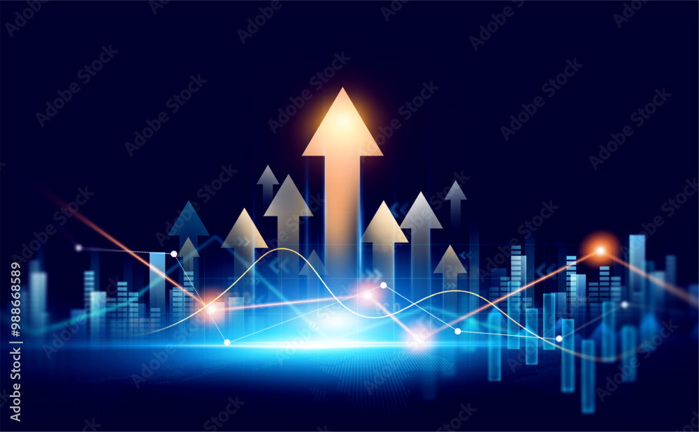 Wall mural financial business,earnings,sale and strategy. analysis finance grow graph and market investment. st