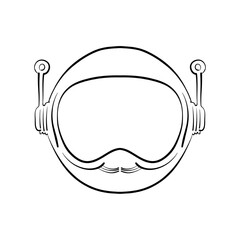 hand drawn astronaut helmet, vector illustration, isolated on white, icon, logo, symbol, etc