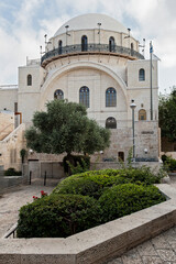 Fototapeta premium Exterior view of the Hurva Synagogue and large, white dome, which was rebuilt in the Jewish Quarter of the Old City of Jerusalem