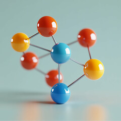 Obraz premium 3D Diagram Icon: Visual Network Layout Illustration Logo