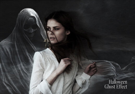 Halloween Ghost Effect with Illustration Generative AI