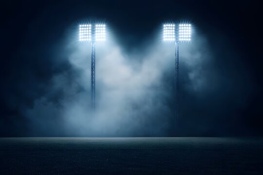 Night Stadium Lights with Fog