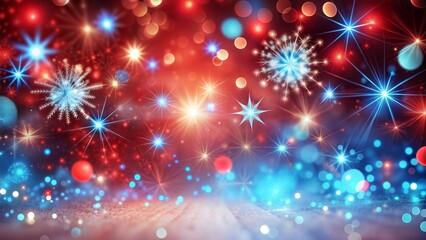 Fototapeta premium Fabulous Merry Abstract red blue bokeh sparkling spray circle Christmas background wallpaper snowflake