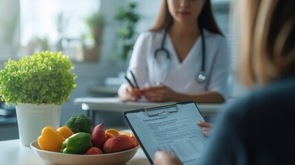 Nutritionist Consultation with Healthy Fruits and Vegetables
