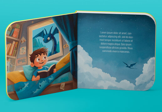 Open Children Book Mockup